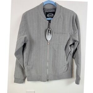 Scoop Mens Pinstripe Bomber Jacket Medium Heather Grey WMTWOW34001 XS 0-2 NWT